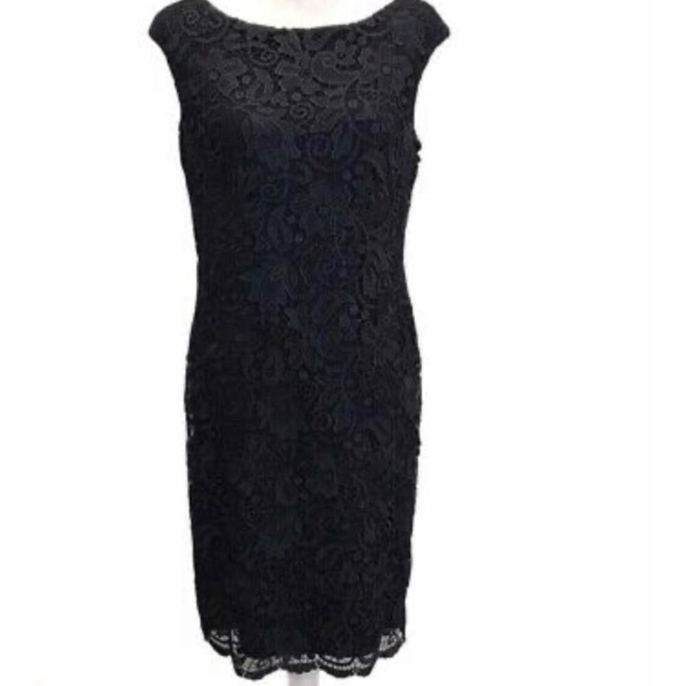 RalphLauren navy sleeveless boat neck sheath dress